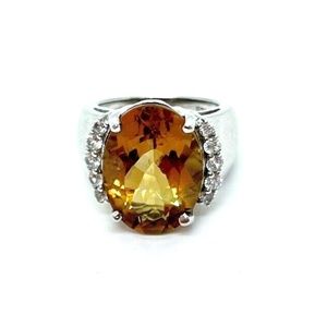 citrine sterling signet ring sz6.75